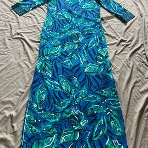 Lilly Pulitzer Vibrant Blue and Green Long Sleeve Dress